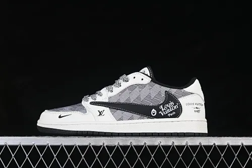 All categories Air Jordan Jordan series basketball shoes Air Jordan 1 Low High-end customized low-top sneakers Travis Scott x Fragment Design x Air Jordan 1 Low OG SP AJ1 Joe 1 joint white and gray plaid low-top cultural casual sneakers DZ2688-013